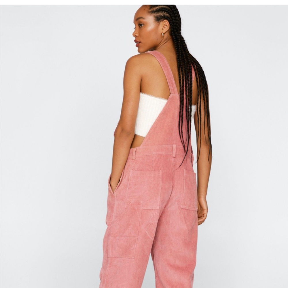 Pink (rose) colored corduroy overalls